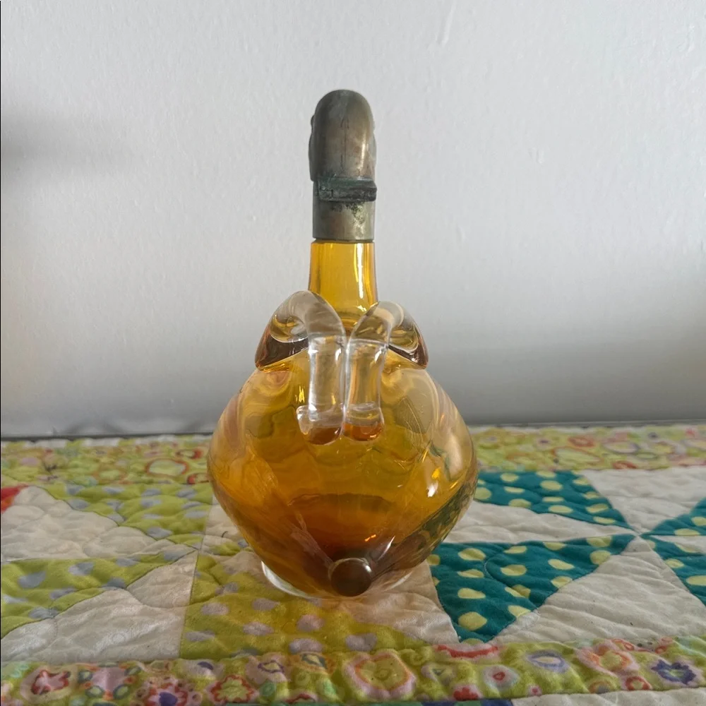 VINTAGE Amber Glass Duck Figurine with Brass Accents Karl Palda, MCM Home Decor - Picture 4 of 5
